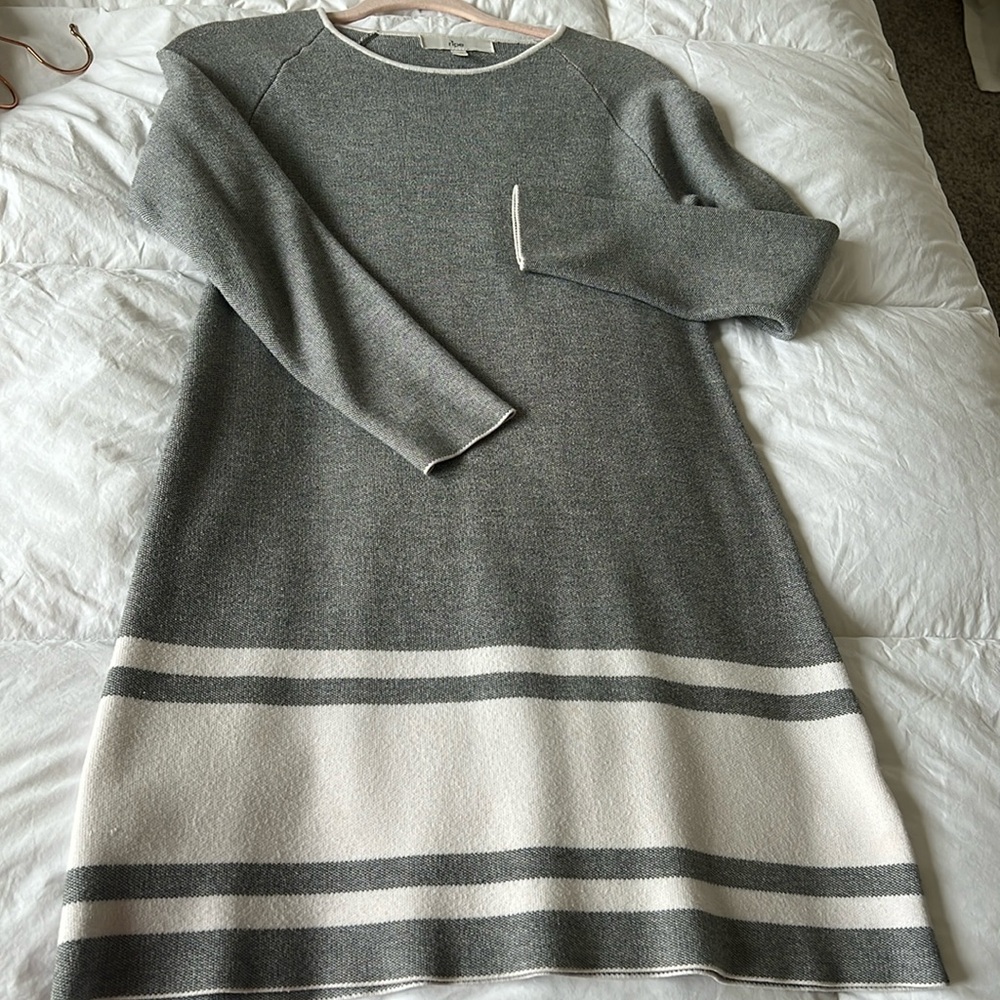 Grey and White Striped Dress